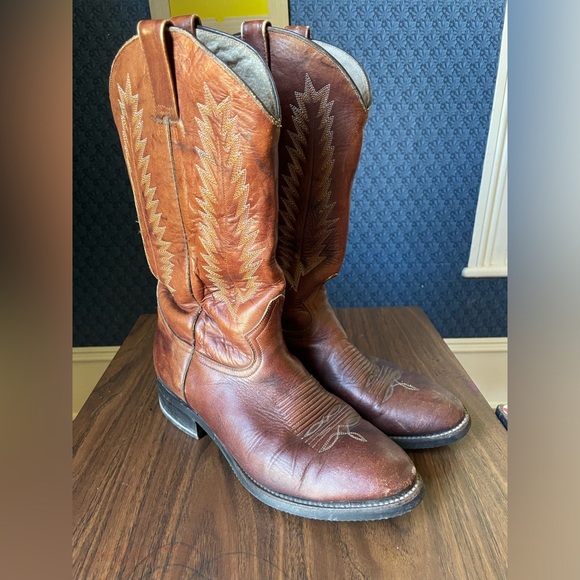 Men’s Rudel Cowboy Boots Vintage Size 29.5 11.5 Brown Western Outdoors Leather - Picture 5 of 12